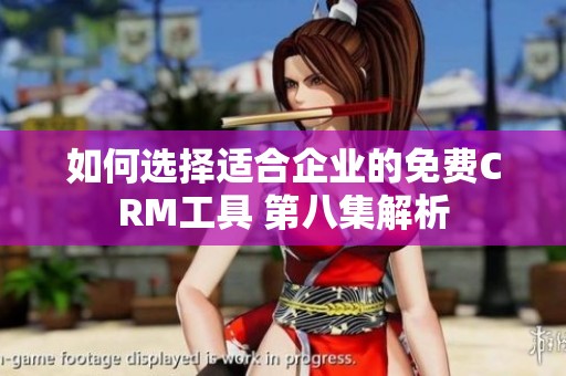 如何选择适合企业的免费CRM工具 第八集解析