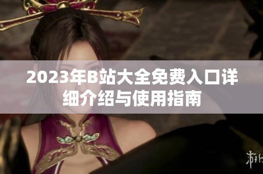 2023年B站大全免费入口详细介绍与使用指南