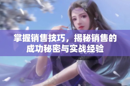 掌握销售技巧，揭秘销售的成功秘密与实战经验