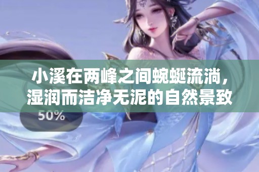 小溪在两峰之间蜿蜒流淌，湿润而洁净无泥的自然景致