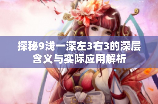 探秘9浅一深左3右3的深层含义与实际应用解析
