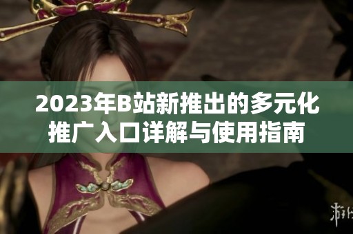 2023年B站新推出的多元化推广入口详解与使用指南