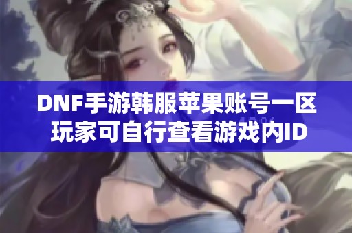 DNF手游韩服苹果账号一区 玩家可自行查看游戏内ID