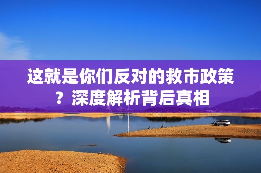 这就是你们反对的救市政策？深度解析背后真相