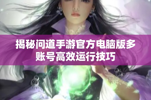 揭秘问道手游官方电脑版多账号高效运行技巧