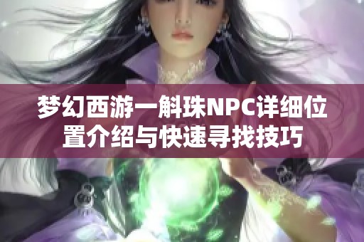梦幻西游一斛珠NPC详细位置介绍与快速寻找技巧
