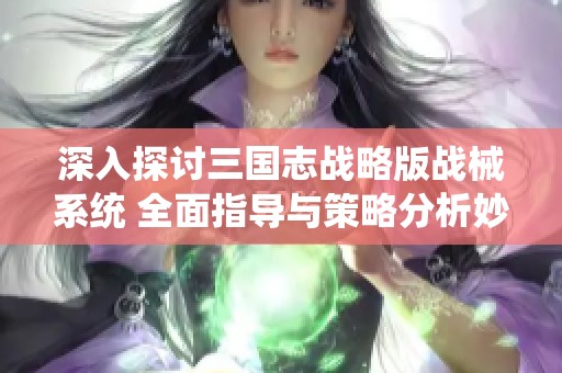 深入探讨三国志战略版战械系统 全面指导与策略分析妙趣横生